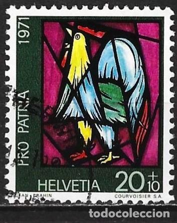 Sellos: Suiza 1971 - Mi 950 - YT 879 - Vidriera : gallo