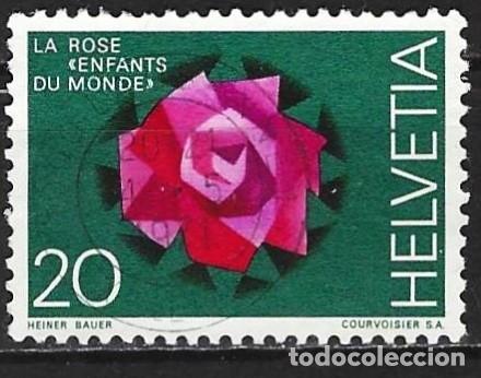 Sellos: Suiza 1971 - Mi 942 - YT 874 - Flor : Rosa
