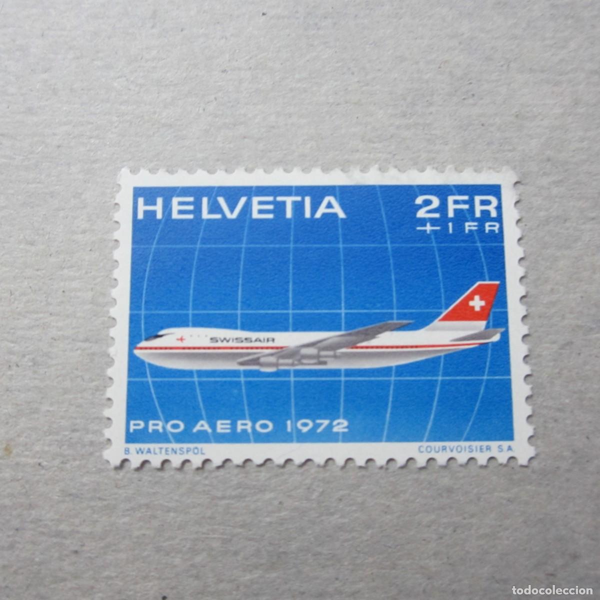 Sellos: SUIZA AEREO 1972, ZUMSTEIN N&ordm; 47*, JUMBO-JET. SE&Ntilde;AL FIJASELLOS, TEMA AVIACION