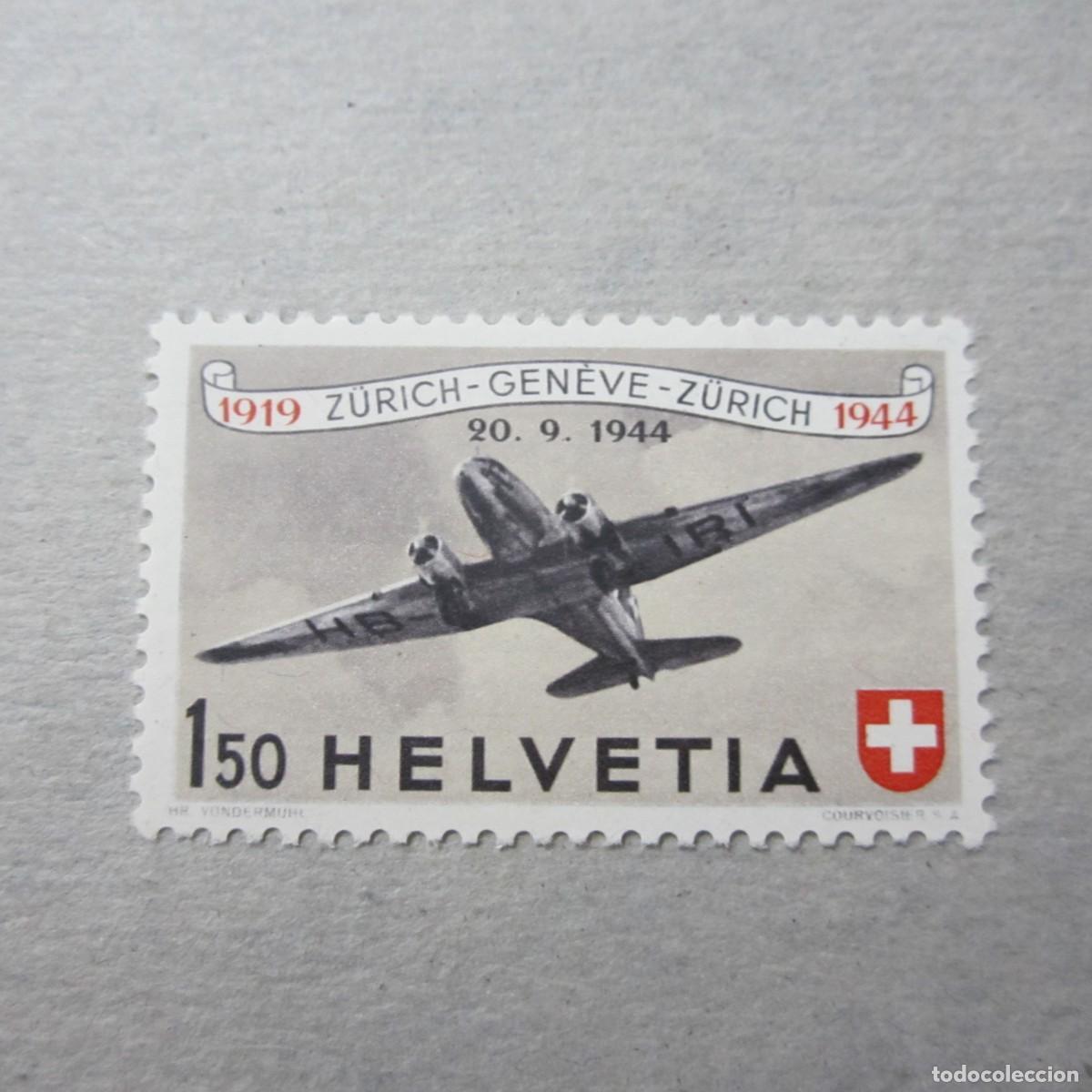 Sellos: SUIZA 1944 AEREO ZUMSTEIN N&ordm; 40**, YVERT N&ordm; 438 **, SIN FIJASELLOS