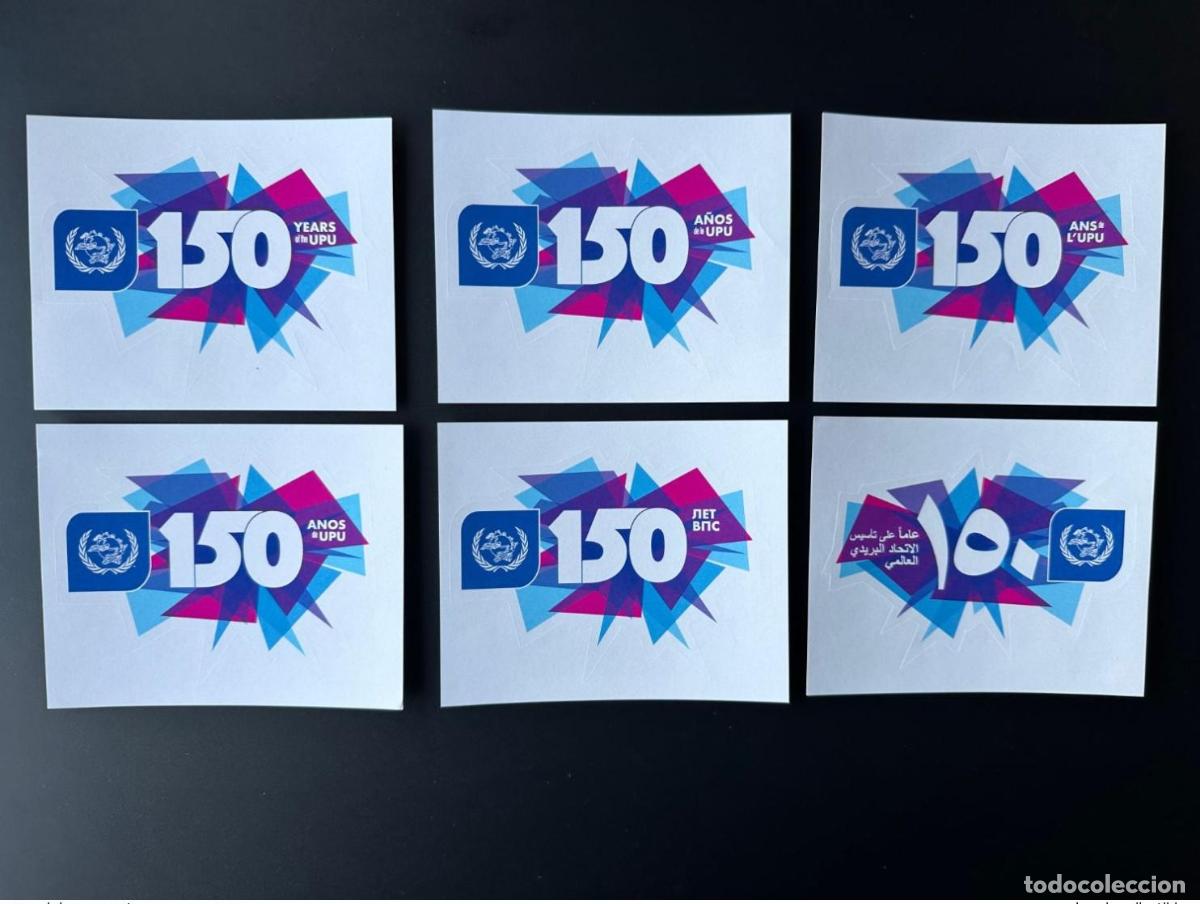 Sellos: Berna 2024 150 a&ntilde;os Coloquio de historiadores la Uni&oacute;n Postal UPU 6 pegatinas en idiomas