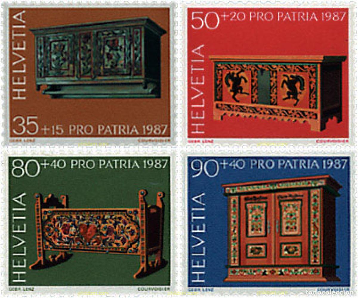Sellos: 128696 MNH SUIZA 1987 PRO PATRIA. TESOROS DE MUSEOS SUIZOS
