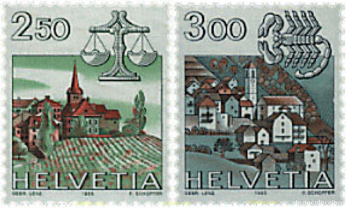 Sellos: 128680 MNH SUIZA 1985 SIGNOS DEL ZODIACO Y PAISAJES