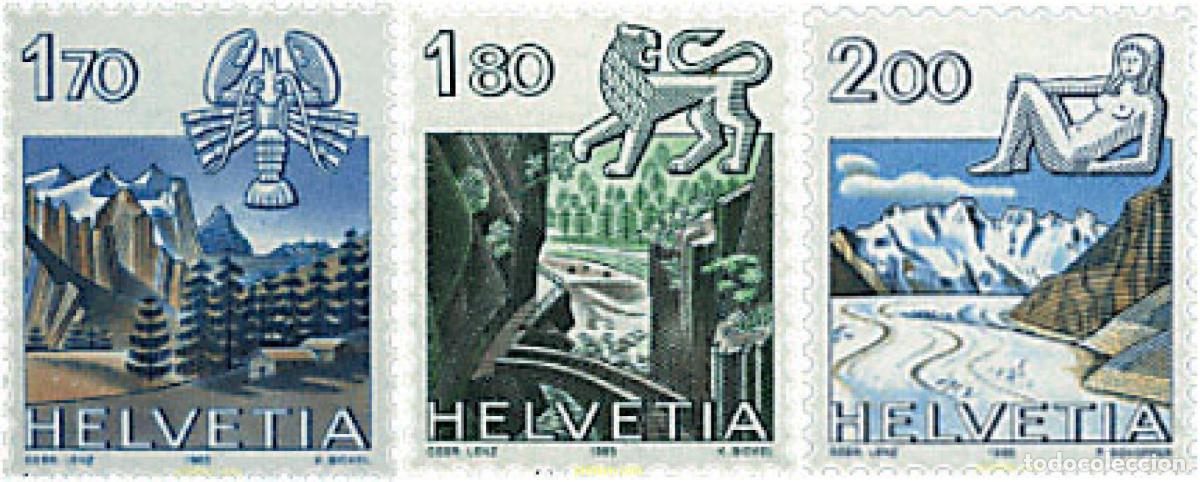 Sellos: 128620 MNH SUIZA 1983 SIGNOS DEL ZODIACO Y PAISAJES
