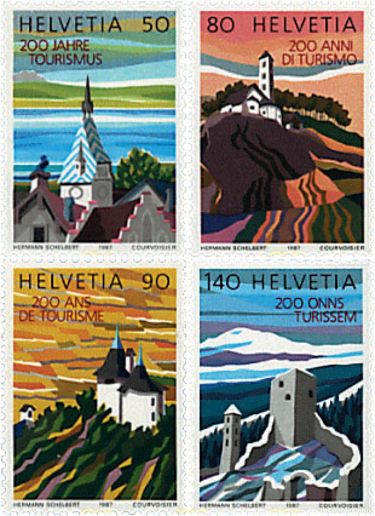 Sellos: 128717 MNH SUIZA 1987 BICENTENARIO DEL TURISMO EN SUIZA