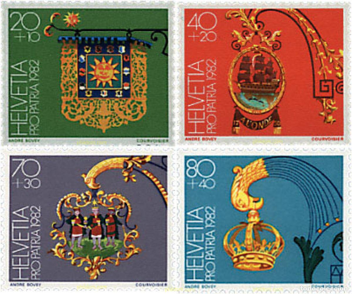 Sellos: 128605 MNH SUIZA 1982 PRO PATRIA. LETREROS DE HOTELES