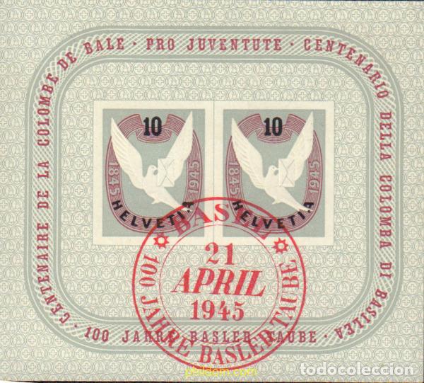 Sellos: 577403 USED SUIZA 1945 CENTENARIO DE LA PALOMA DE BASILEA