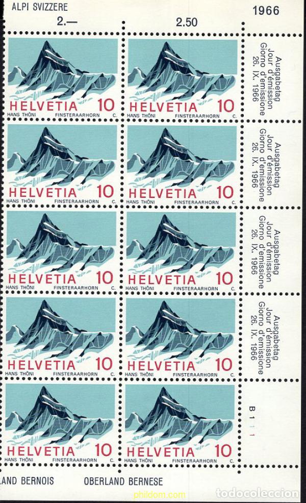 Sellos: 666447 MNH SUIZA 1966 MONTE FINSTERAARHORN, 4274 m.