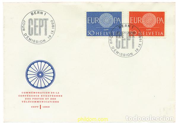 Sellos: 23495 MNH SUIZA 1960 EUROPA CEPT. RUEDA CON 19 RADIOS