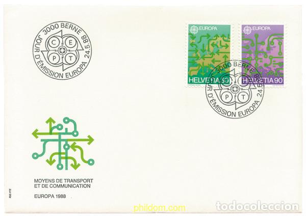 Sellos: 24171 MNH SUIZA 1988 EUROPA CEPT. TRANSPORTE Y MEDIOS DE COMUNICACION