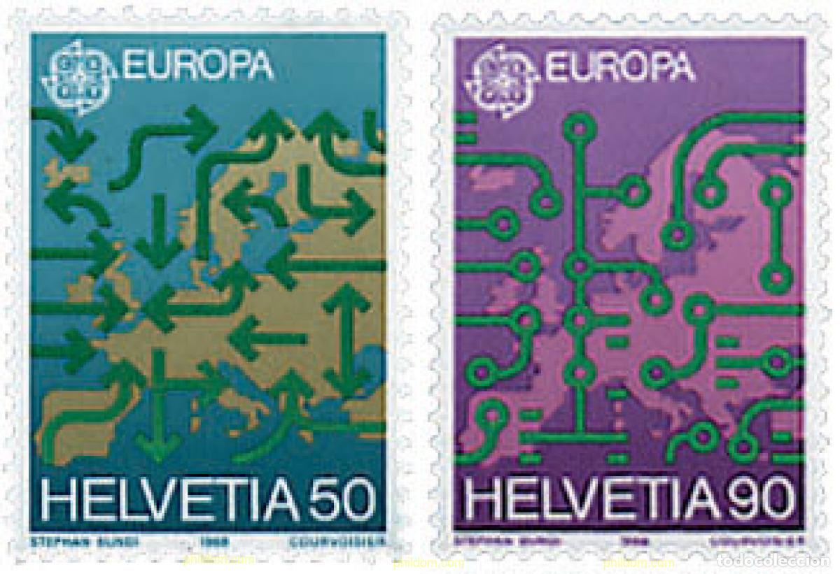 Sellos: 62709 MNH SUIZA 1988 EUROPA CEPT. TRANSPORTE Y MEDIOS DE COMUNICACION