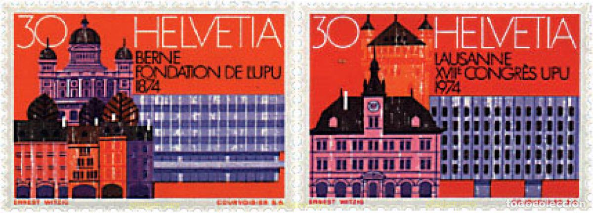 Stamps: 59023 MNH SUIZA 1974 17 CONGRESO DE LA UPU