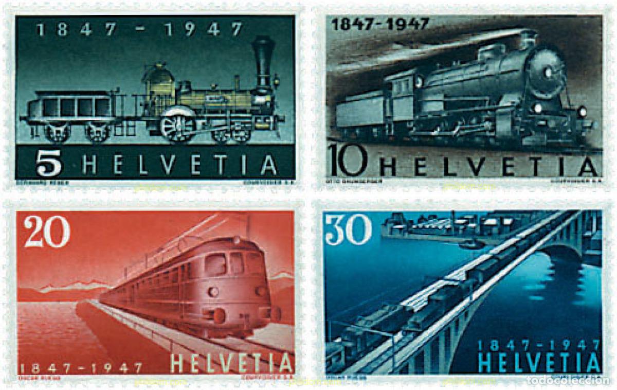 Stamps: 59002 MNH SUIZA 1947 CENTENARIO DEL FERROCARRIL