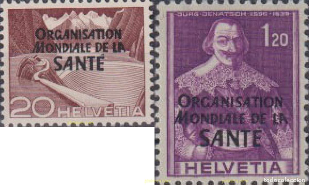 Sellos: 616141 MNH SUIZA. Organizazi&oacute;n Mundial de la Salud 1948 SERIE BASICA