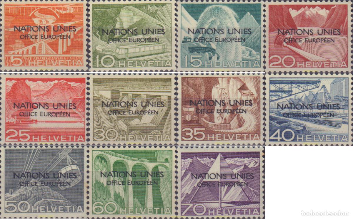 Sellos: 59009 MNH SUIZA. ONU oficina de Ginebra 1950 TECNICA Y PAISAJES