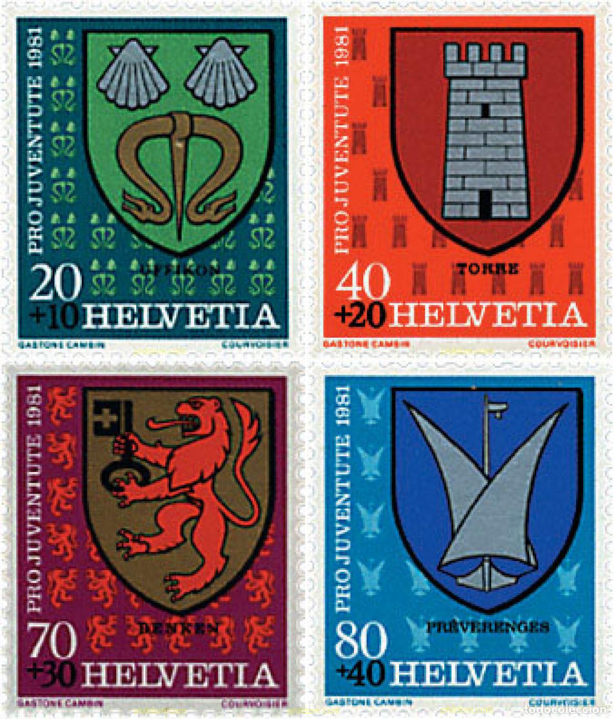 Sellos: 128584 MNH SUIZA 1981 PRO JUVENTUD. ESCUDOS