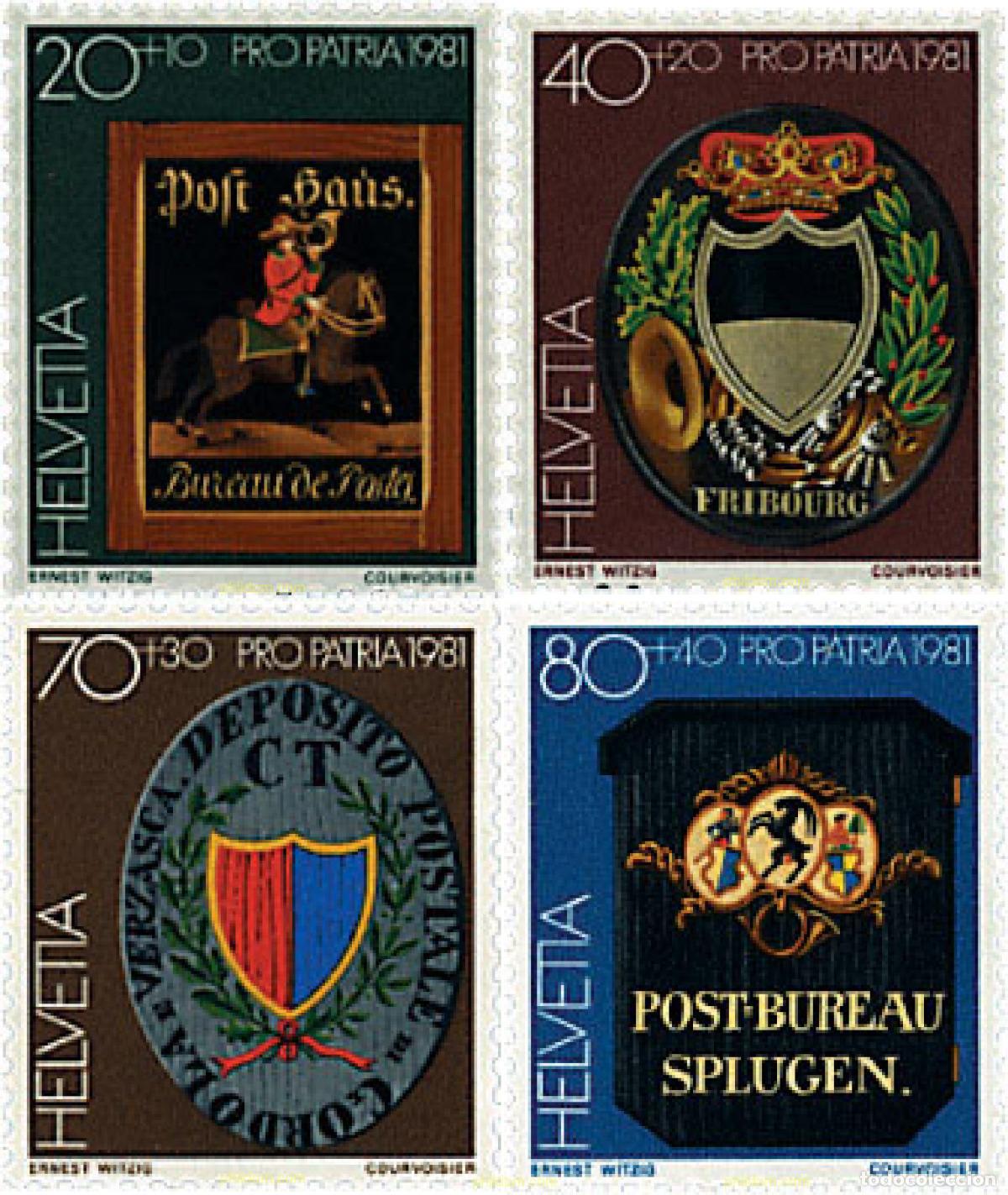 Sellos: 128576 MNH SUIZA 1981 PRO PATRIA. LETREROS DE OFICINAS DE CORREO
