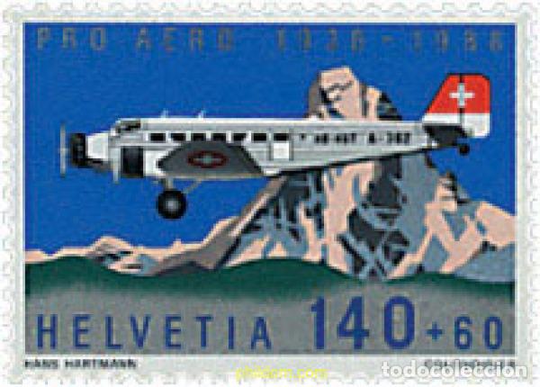 Sellos: 133230 MNH SUIZA 1988 50 ANIVERSARIO DE LA FUNDACION PRO AERO