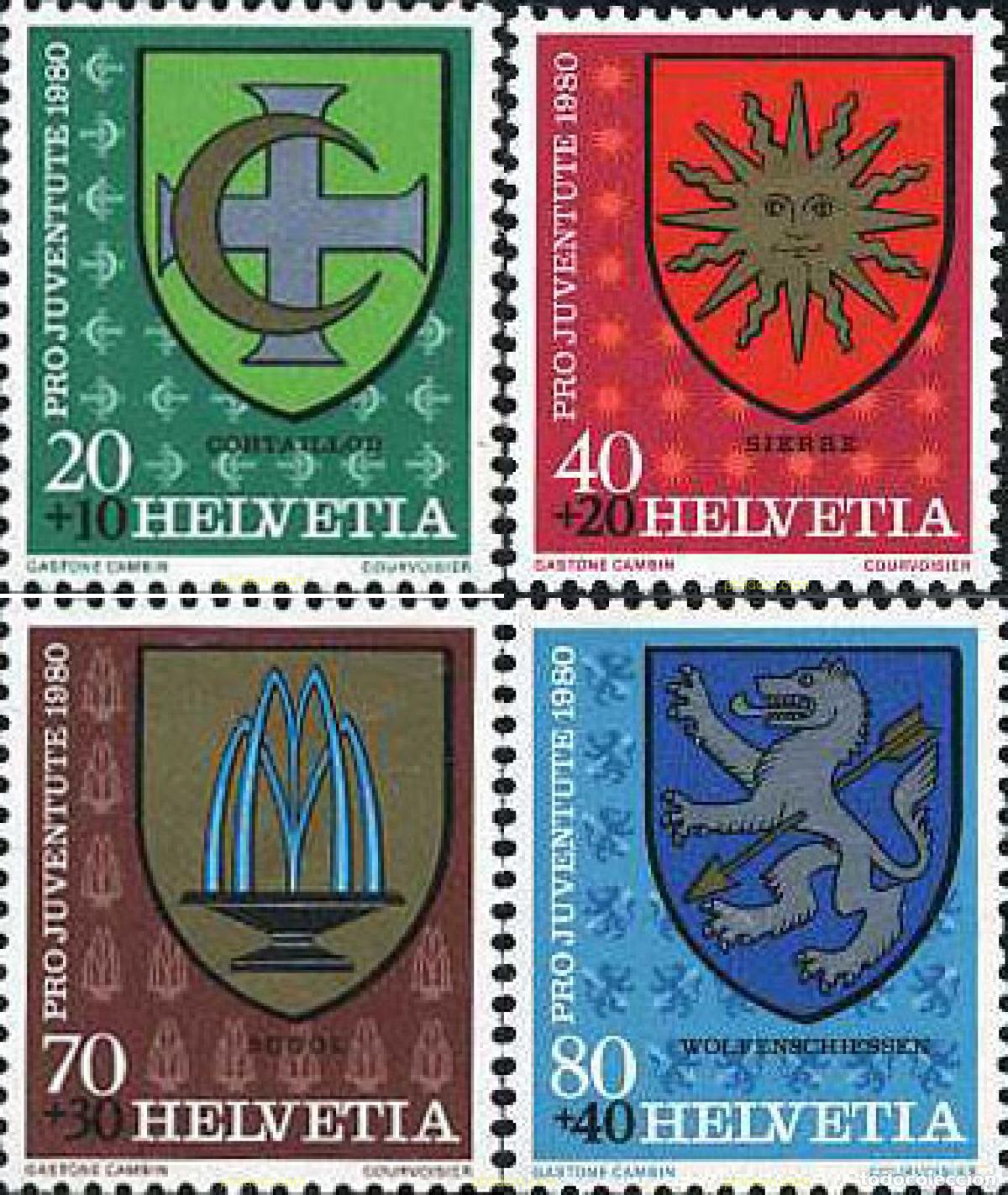 Sellos: 128566 MNH SUIZA 1980 PRO JUVENTUD. ESCUDOS