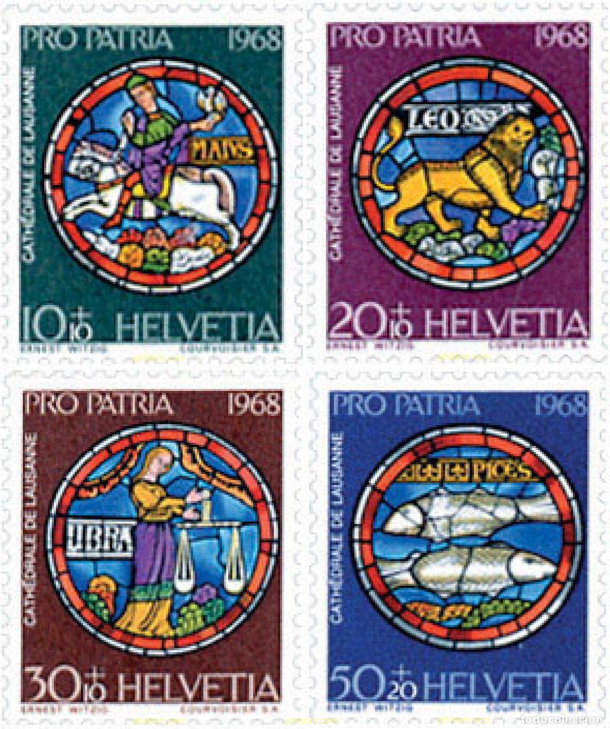 Sellos: 128202 MNH SUIZA 1968 PRO PATRIA. VIDRIERAS DEL ROSETON DE LA CATEDRAL DE LAUSANNE
