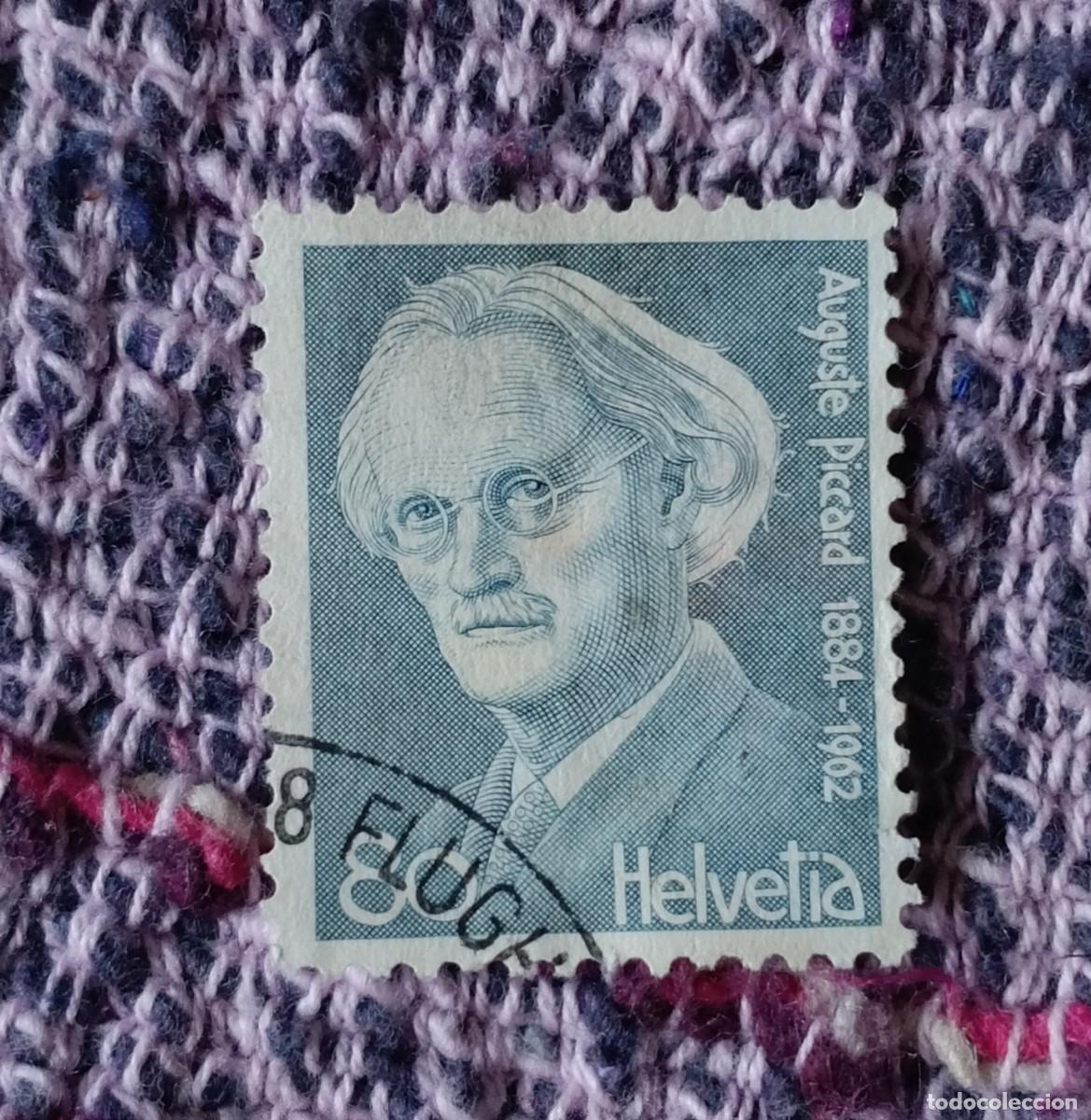 Briefmarken: Antiguo sello de Auguste Piccard. Suiza. 1978. Inspir&oacute; al Profesor Tornasol. Tint&iacute;n