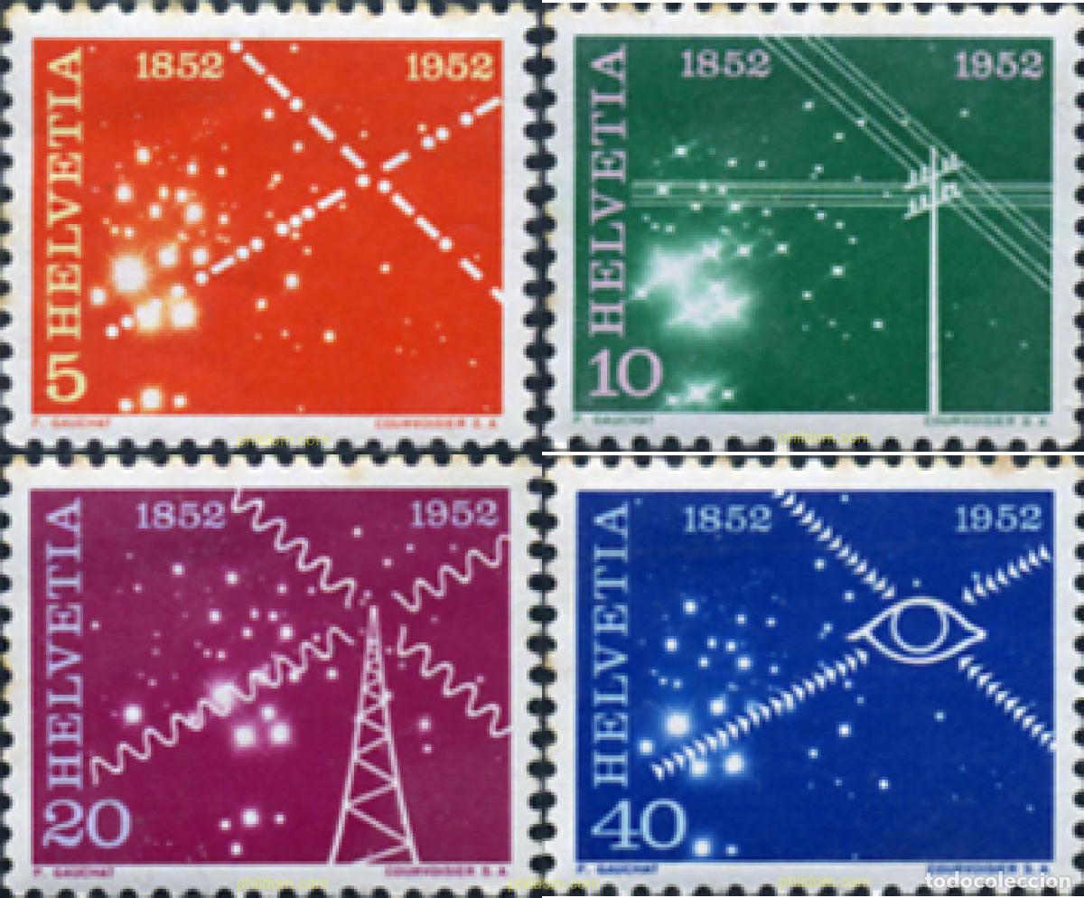 Sellos: 128024 MNH SUIZA 1952 CENTENARIO DEL SERVICIO DE LAS TELECOMUNICACIONES