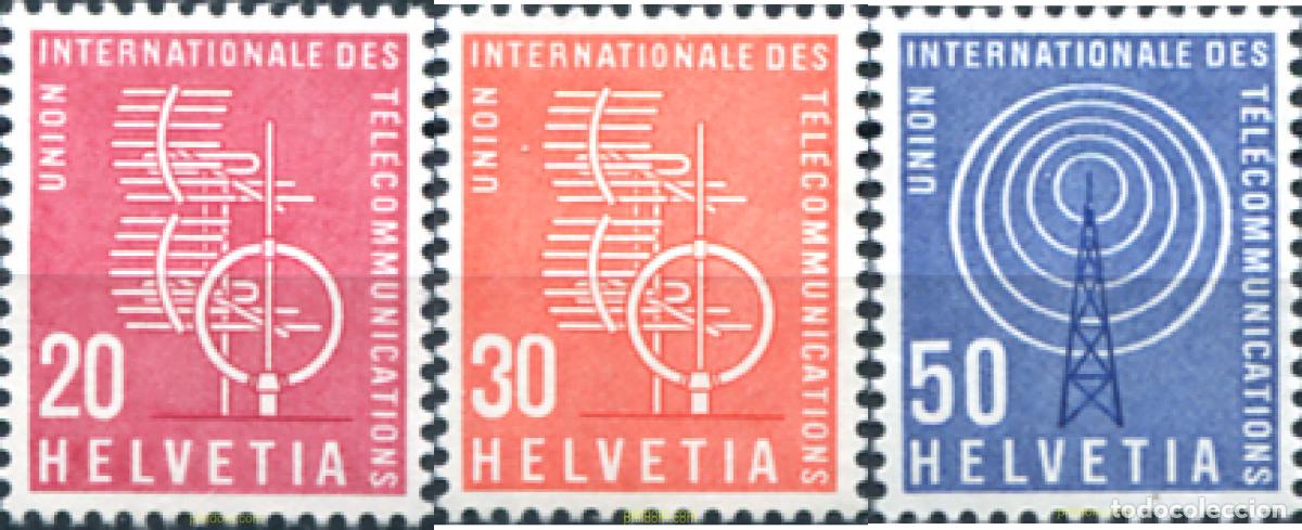 Sellos: 132753 MNH SUIZA. Uni&oacute;n Internacional de Telecomunicaciones 1960 ANTENAS DE TELECOMUNICACIONES