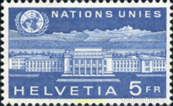 Sellos: 129313 MNH SUIZA. ONU oficina de Ginebra 1960 15 ANIVERSARIO DE LAS NACIONES UNIDAS