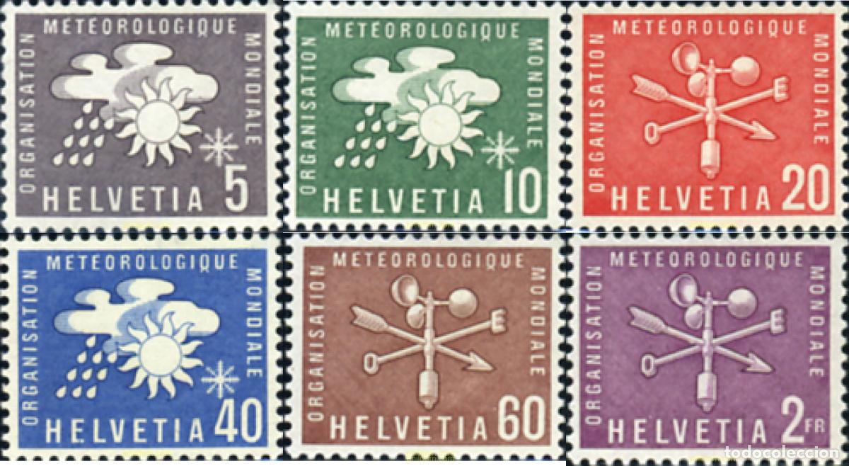 Sellos: 129022 MNH SUIZA. Organizaci&oacute;n Mundial de Meteorolog&iacute;a 1956 ORGANIZACION METEOROLOGICA MUNDIAL (O