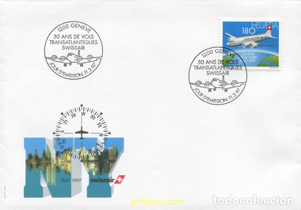Sellos: 368995 MNH SUIZA 1997 50 ANIVERSARIO DE LOS VUELOS DE LA SWISSAIR SOBRE EL ATLANTICO NORTE