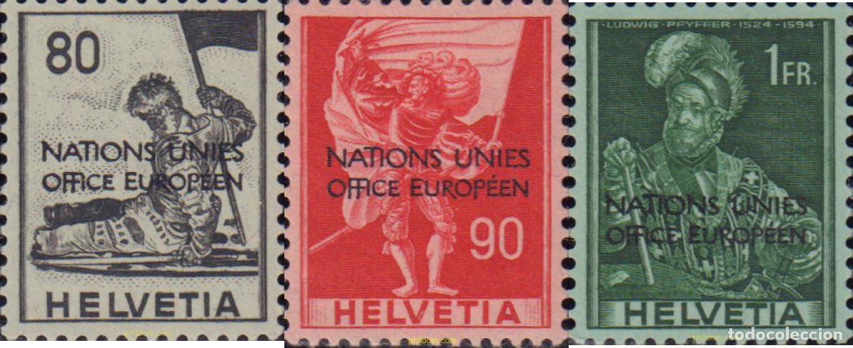 Sellos: 584274 MNH SUIZA. ONU oficina de Ginebra 1950 TECNICA Y PAISAJES