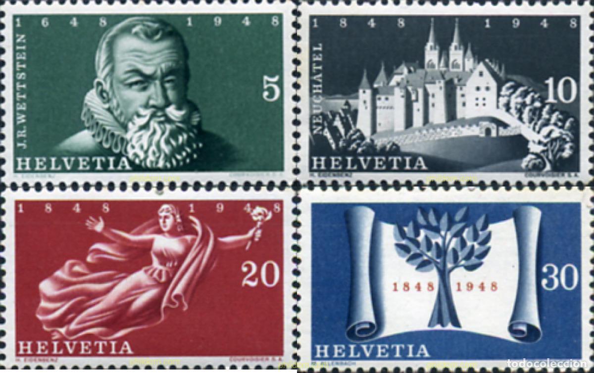 Timbres: 626059 HINGED SUIZA 1948 300 ANIVERSARIO DEL TRATADO DE WESTPHALIE Y CENTENARIO DEL ESTADO FEDERAL