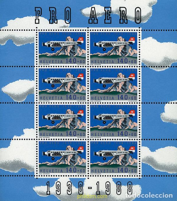 Sellos: 11703 MNH SUIZA 1988 50 ANIVERSARIO DE LA FUNDACION PRO AERO