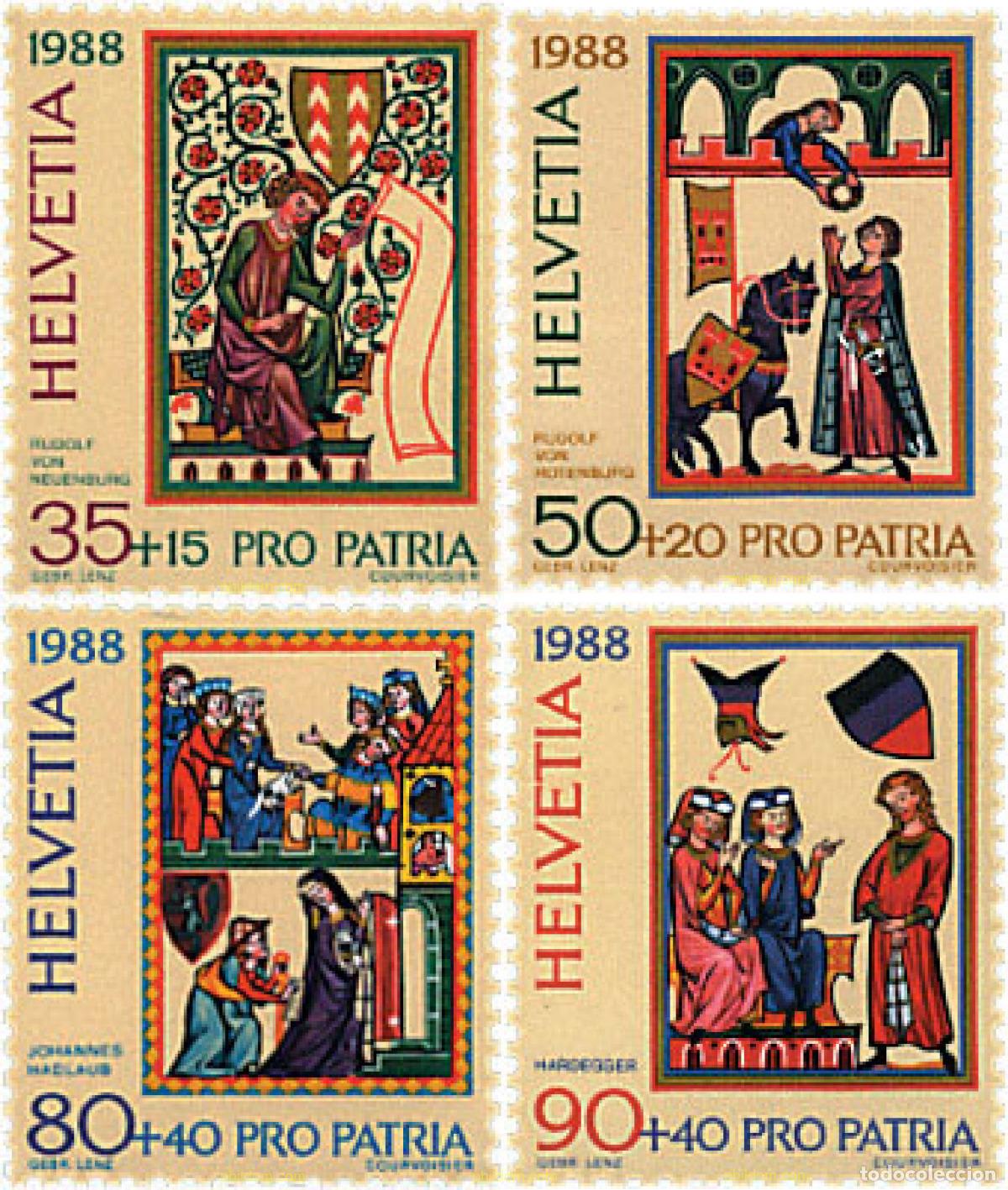 Sellos: 128829 MNH SUIZA 1988 PRO PATRIA. 700 A&Ntilde;OS DE ARTE Y CULTURA