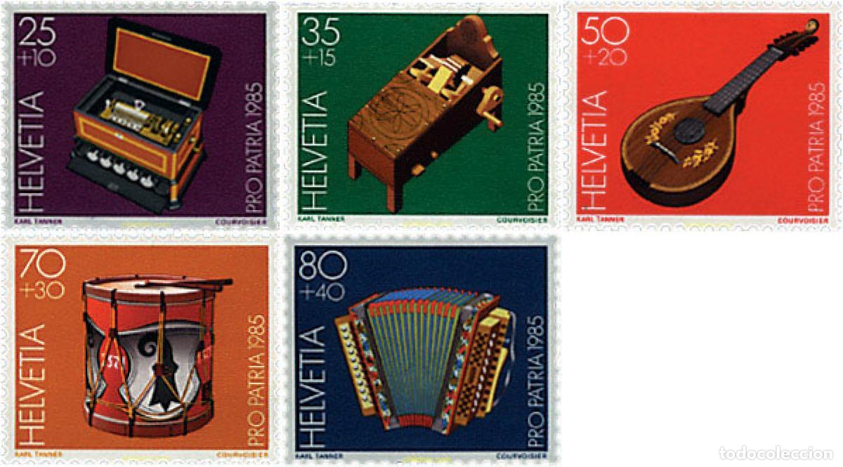 Briefmarken: 128682 MNH SUIZA 1985 PRO PATRIA. INSTRUMENTOS DE MUSICA POPULAR SUIZA