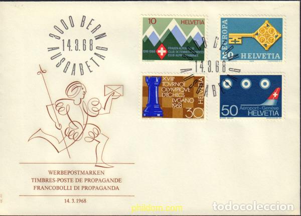 Sellos: 369005 MNH SUIZA 1968 EUROPA CEPT. LLAVE DORADA Y SELLOS DE PROPAGANDA