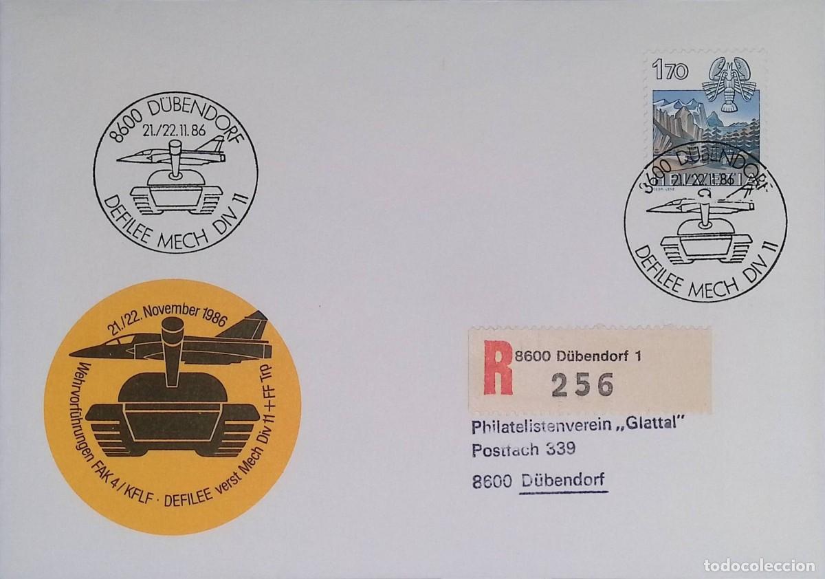 Sellos: O) 1986 SWITZERLAND, SIGNS OF THE ZODIAC AND CITY - CANCER - WETTERHORN, MILITARY DEFENSE DEMONSTR