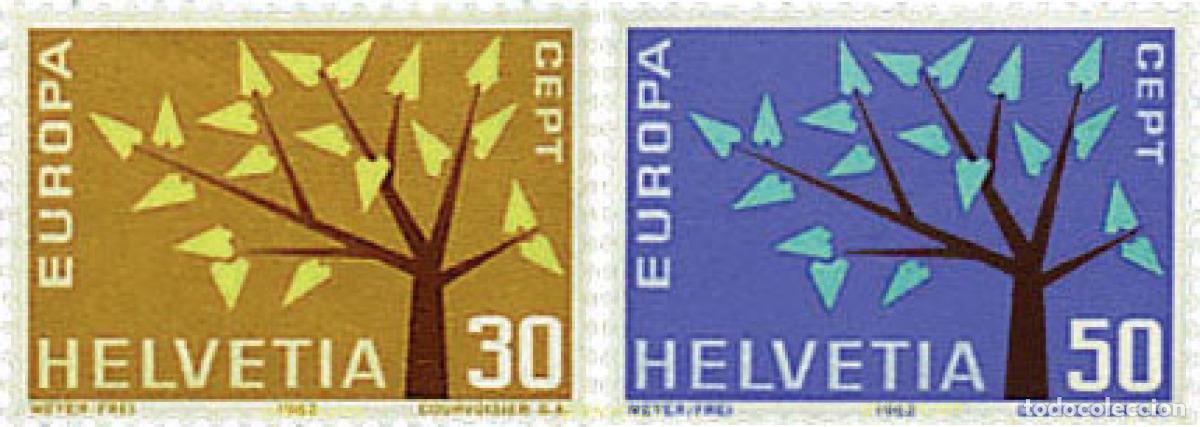 Sellos: 62076 MNH SUIZA 1962 EUROPA CEPT. ARBOL CON 19 HOJAS