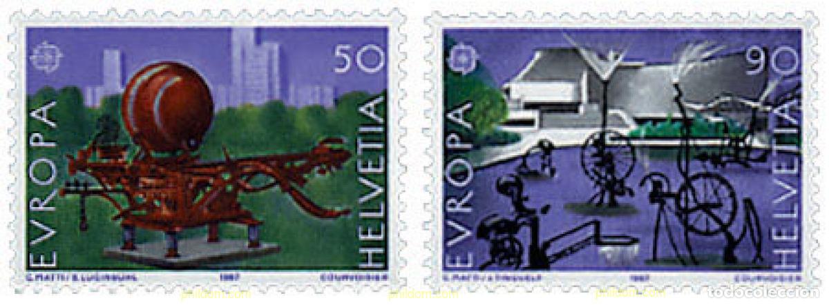 Sellos: 62676 MNH SUIZA 1987 EUROPA CEPT. ARQUITECTURA MODERNA
