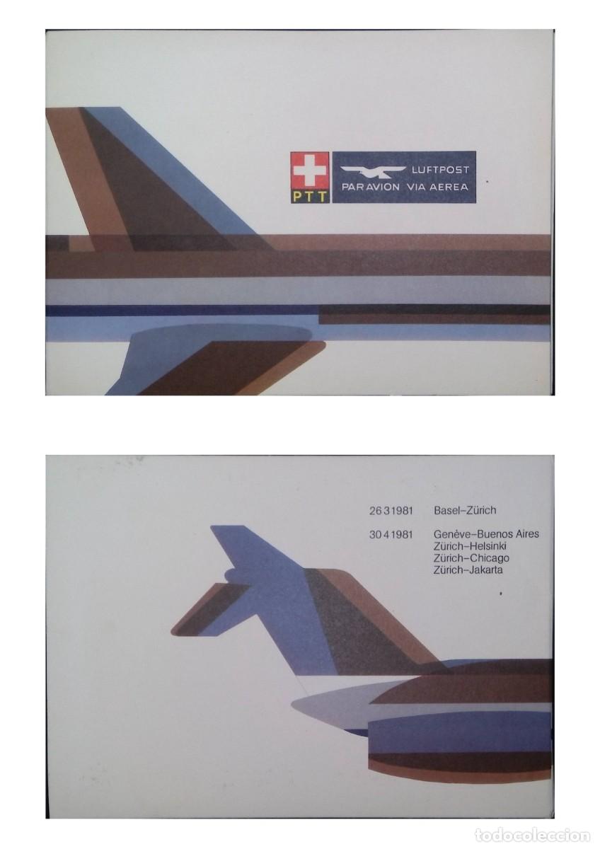 Sellos: O) 1981 SWITZERLAND, PTT POST-, TELEFON- UND TELEGRAFENBETRIEBE, LUFTPOST AIRMAIL, XF