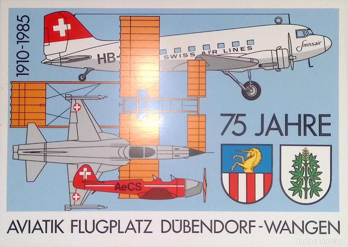 Sellos: O) SWITZERLAND, AVIATION, DUBENDORF AND WANGEN AIRFIELDS, SWISS AIR LINES, SWISSAIR, HB, AECS, AERO-