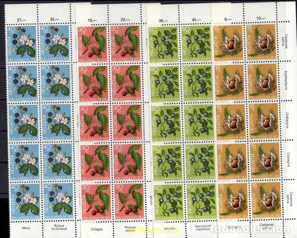 Sellos: 667399 MNH SUIZA 1973 PRO JUVENTUD. FRUTOS Y PLANTAS DEL BOSQUE
