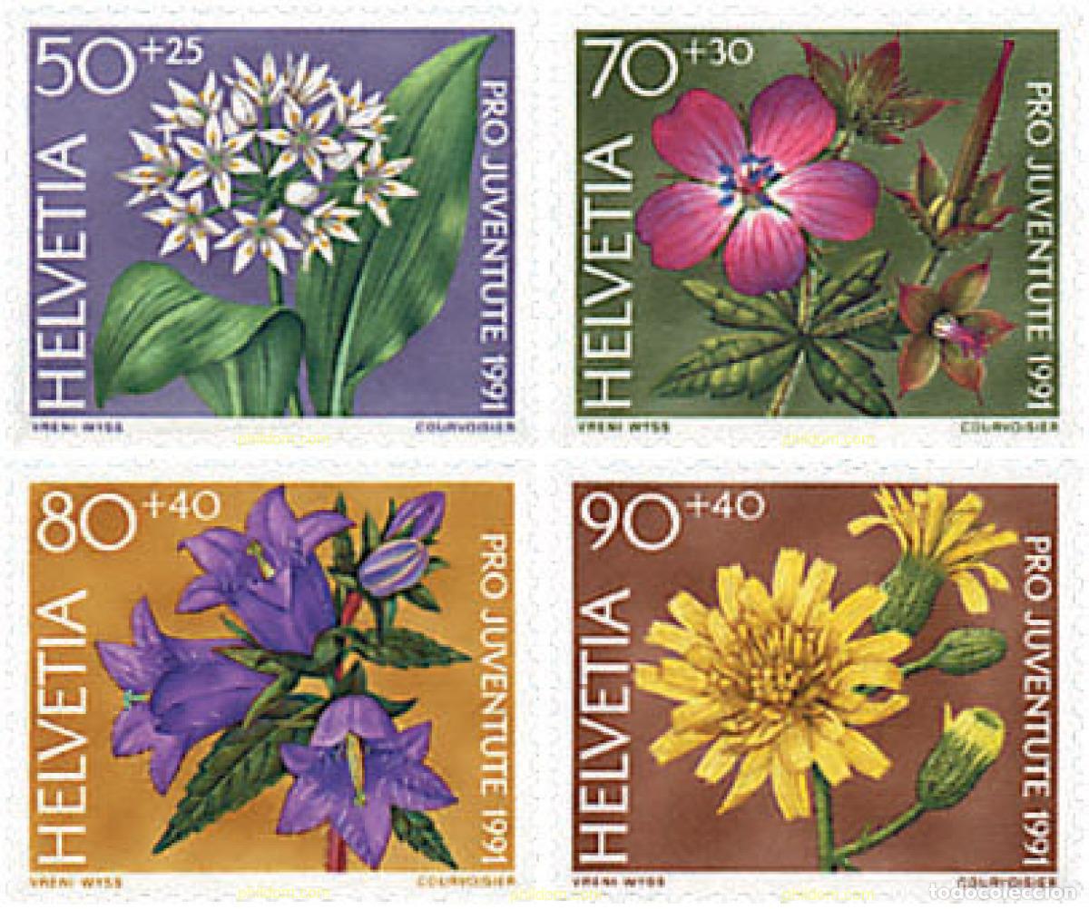 Sellos: 93718 MNH SUIZA 1991 PRO JUVENTUD. FLORES DEL BOSQUE