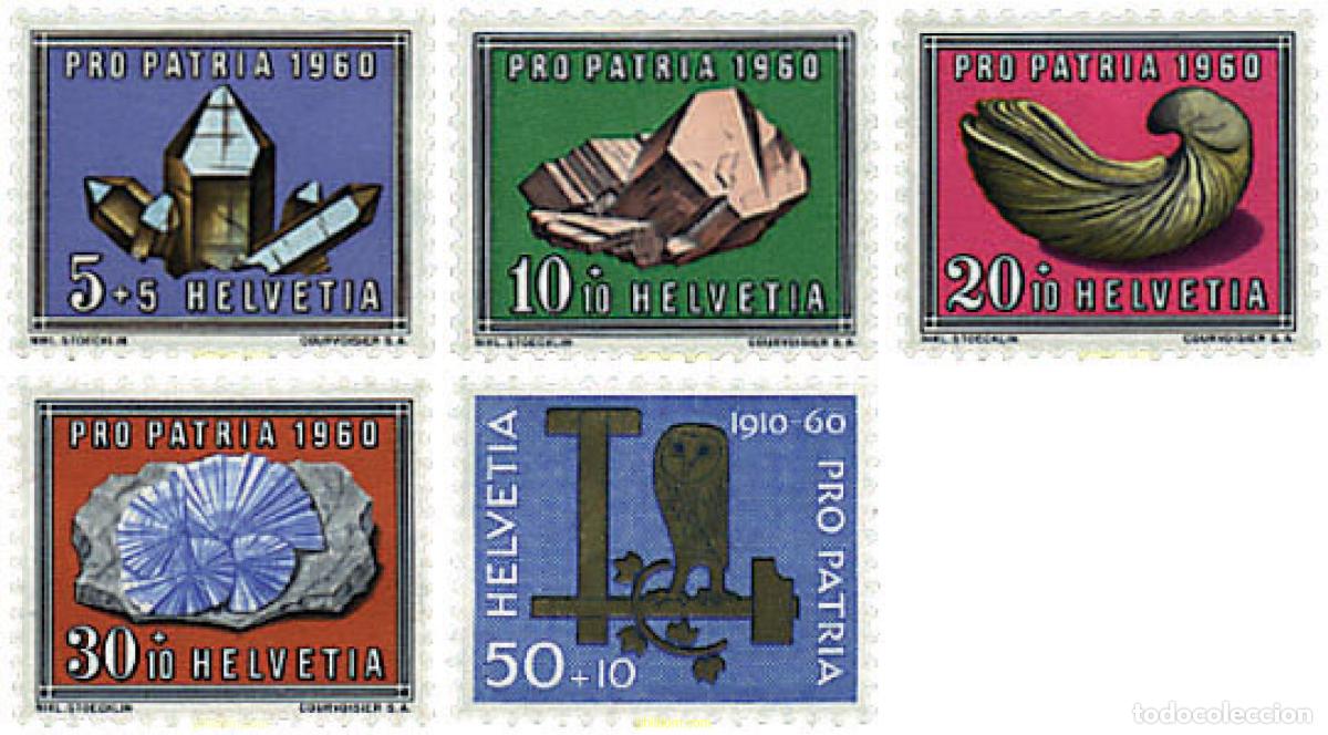 Sellos: 35924 MNH SUIZA 1960 PRO PATRIA. MINERALES Y FOSILES