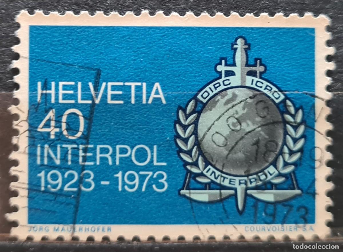 Briefmarken: Sello usado de Suiza 1973: Cincuentenario de la Interpol