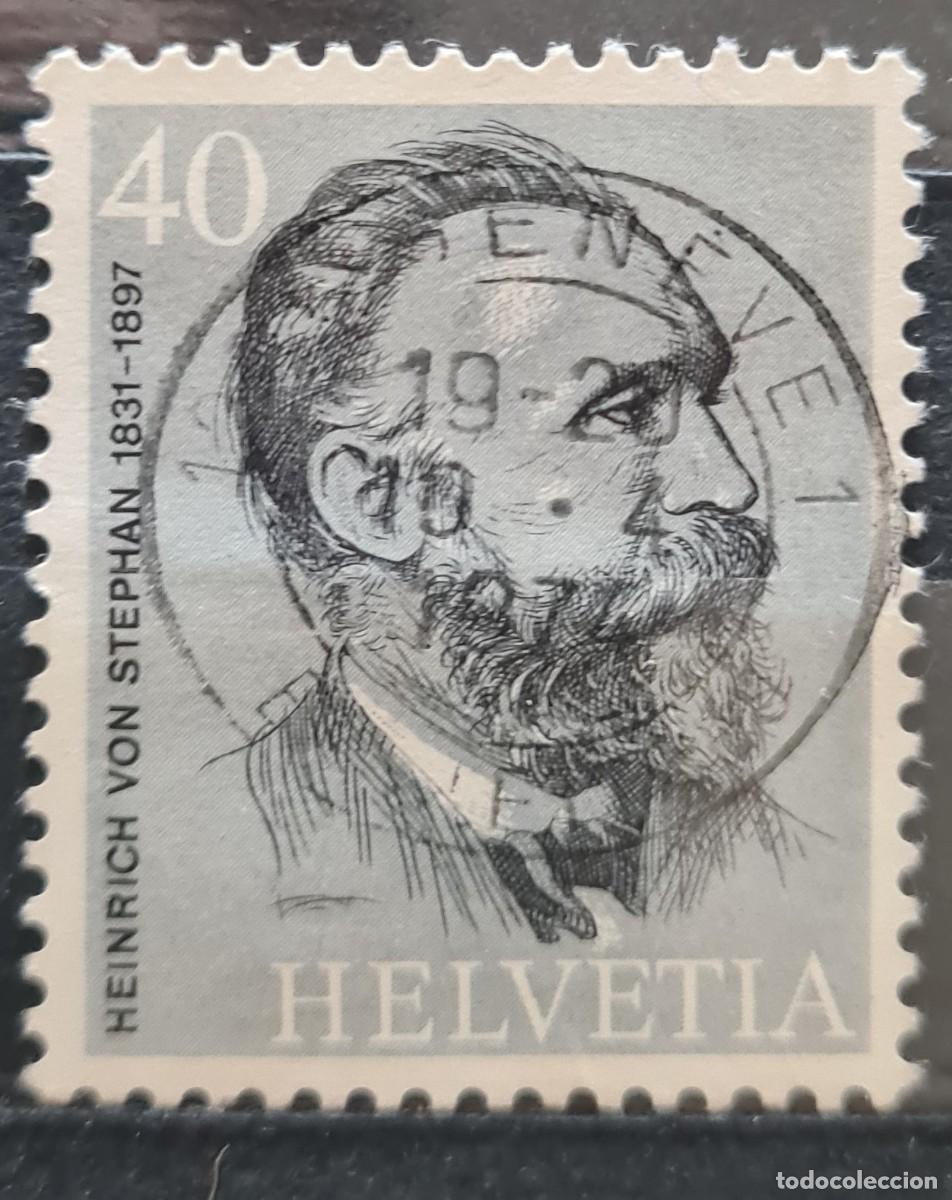 Selos: Sello usado de Suiza 1974. Centenario de la UPU: Heinrich von Stephan