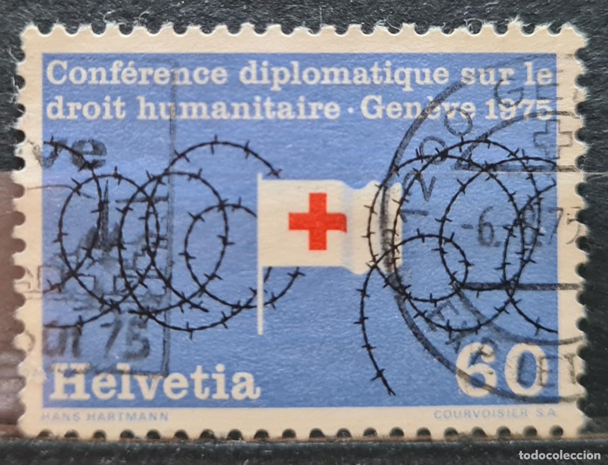 Timbres: Sello usado de Suiza 1974: Conferencia Diplom&aacute;tica sobre los Derechos Humanos, en Ginebra