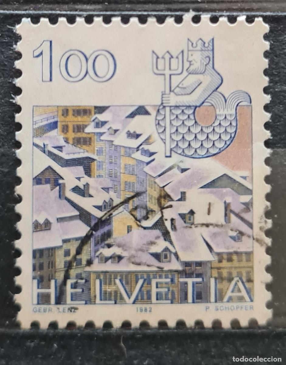 Selos: Sello usado de Suiza 1982: signos del zod&iacute;aco y paisajes