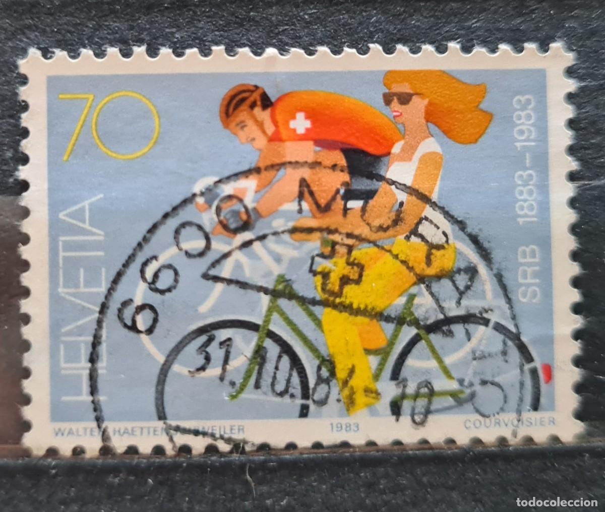 Francobolli: Sello usado de Suiza 1983: Centenario de la Uni&oacute;n velocip&eacute;dica, motociclista y automovilista suiza