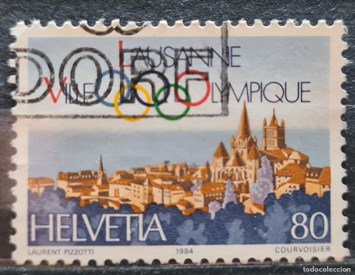 Sellos: Sello usado de Suiza 1984: Sede del Comit&eacute; Ol&iacute;mpico Internacional en Lausanne
